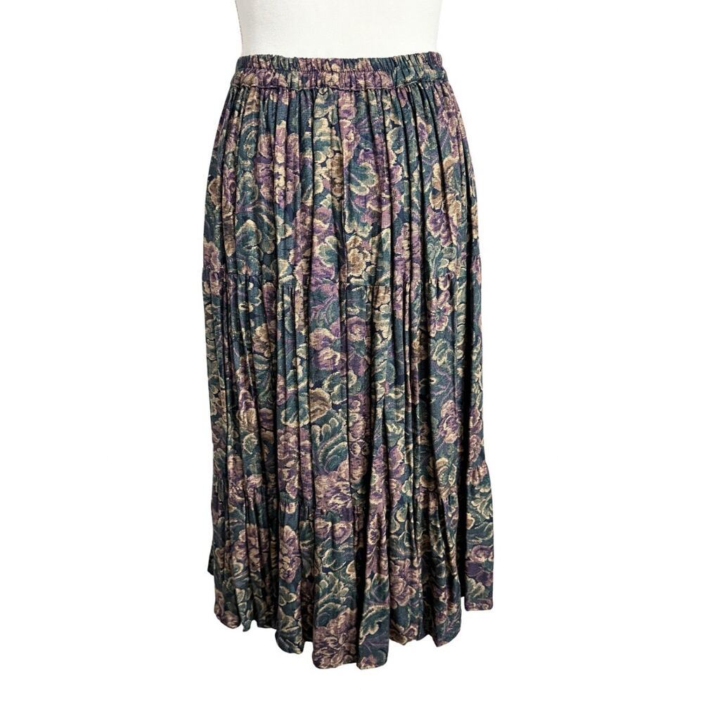 Vintage Cactus Flower Floral Tapestry Western Skirt Cottagecore Boho Midi Size S - Picture 4 of 6